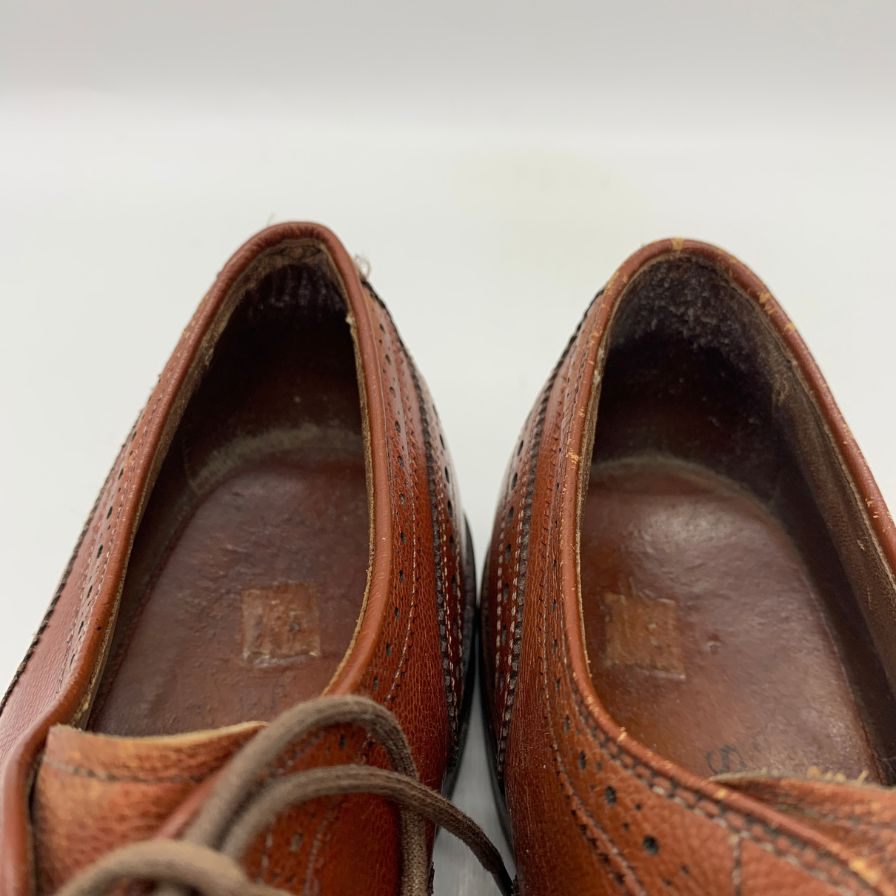 アレンエドモンズ レザーシューズ セミブローグ グレインレザー ライトブラウン メンズ サイズUS8D ALLEN EDMONDS 約26.0cm【YB6】