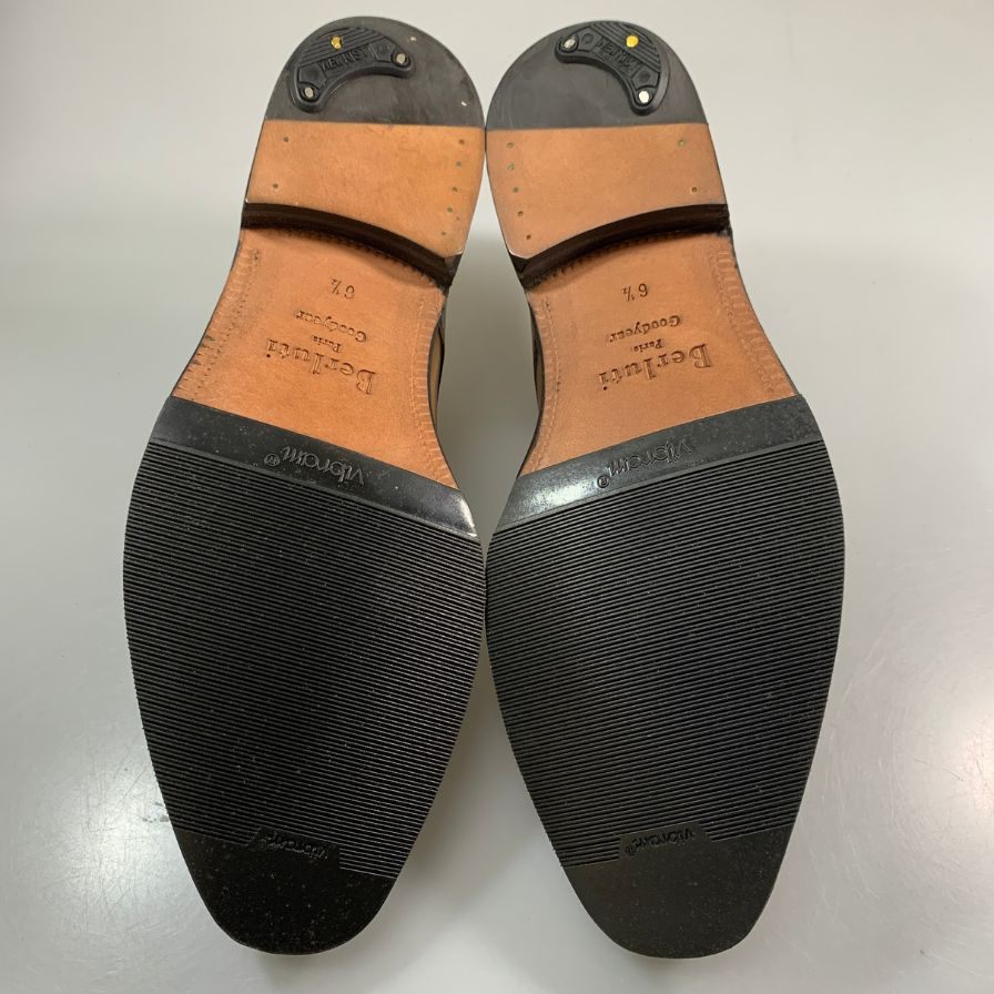 ベルルッティ カーフレザー シングルモンクストラップ ビジネスシューズ メンズ サイズ6.5 ブラウン Berluti 約25.0cm【AFD3】