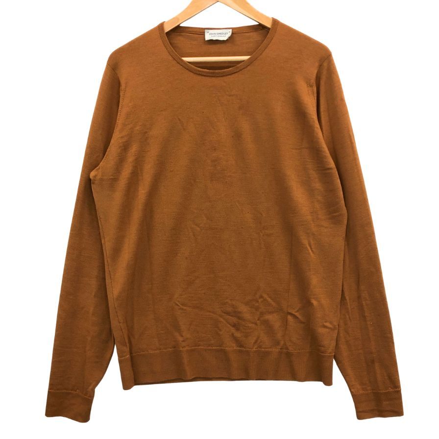 中古■ジョンスメドレー ニットセーター ウール クルーネック オレンジ メンズ サイズL JOHNSMEDLEY 【AFB2】