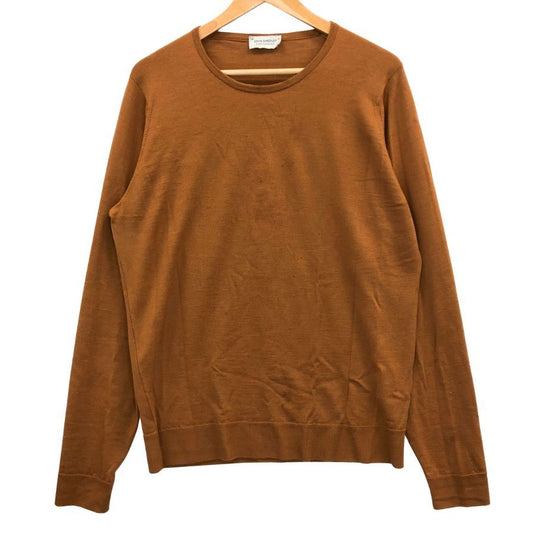 中古■ジョンスメドレー ニットセーター ウール クルーネック オレンジ メンズ サイズL JOHNSMEDLEY 【AFB2】