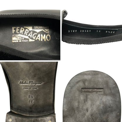 サルヴァトーレフェラガモ レザースリッポン パテントレザー メンズ サイズ 8 1/2 ブラック  Salvatore Ferragamo 約26.5cm【AFD9-2】