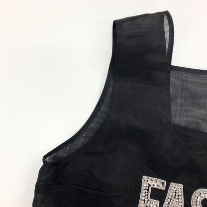 極美品◆ドルチェ&ガッバーナ 2018-2019AW コレクション  トップス FASHION SINNER D&G リアル クリスタル ロゴ レディース サイズ44 ブラック DOLCE & GABBANA 【AFB45】