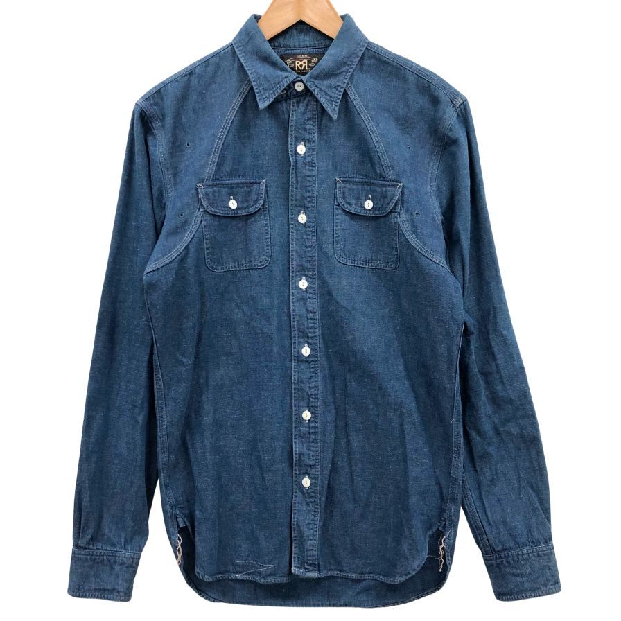 美品◆ダブルアールエル ラルフローレン デニムシャツ ダブルポケット サイズXS メンズ ブルー RRL Ralph Lauren 【AFB37】