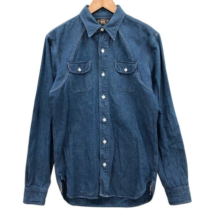美品◆ダブルアールエル ラルフローレン デニムシャツ ダブルポケット サイズXS メンズ ブルー RRL Ralph Lauren 【AFB37】