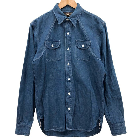 美品◆ダブルアールエル ラルフローレン デニムシャツ ダブルポケット サイズXS メンズ ブルー RRL Ralph Lauren 【AFB37】