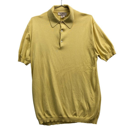 美品◆エルメネジルドゼニア ニットポロシャツ コットン イエロー サイズM/50 Ermenegildo Zegna 【AFB12】