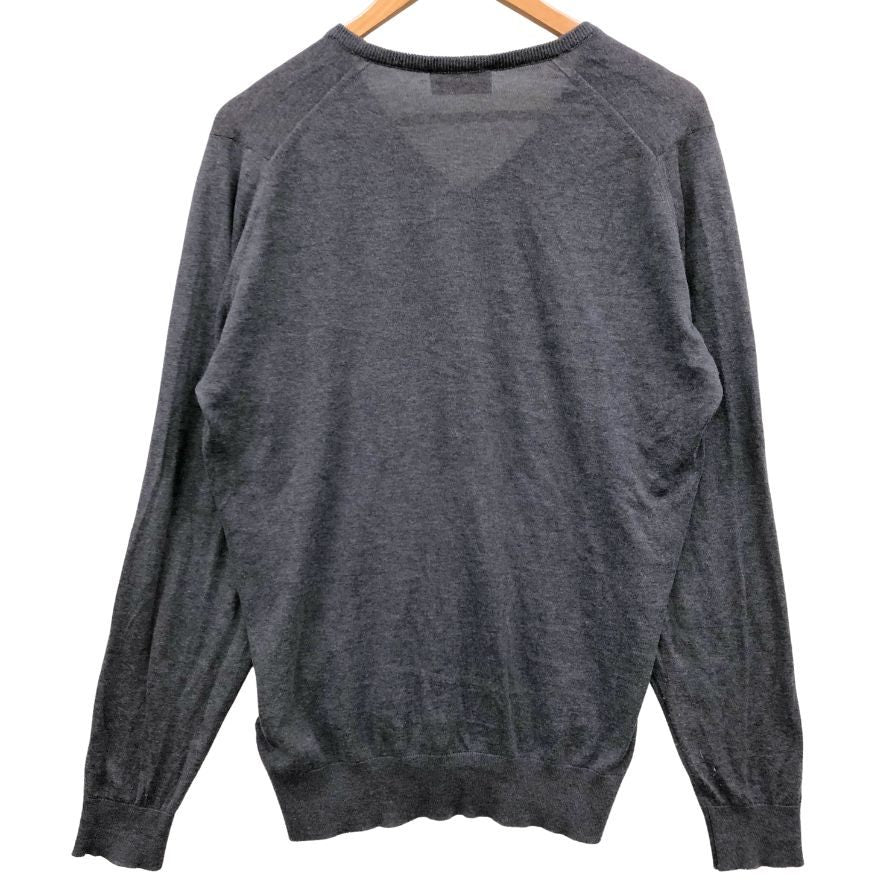 美品◆ジョンスメドレー セーター Vネック ニット コットン カシミア 薄手 グレー メンズ サイズM JOHN SMEDLEY 【AFB9】