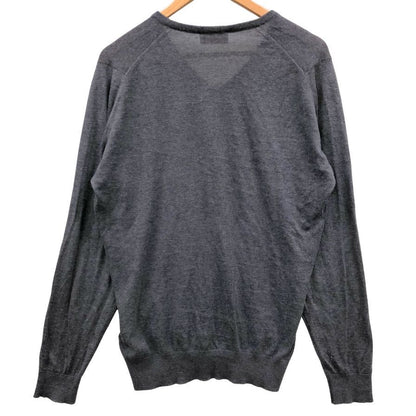 美品◆ジョンスメドレー セーター Vネック ニット コットン カシミア 薄手 グレー メンズ サイズM JOHN SMEDLEY 【AFB9】
