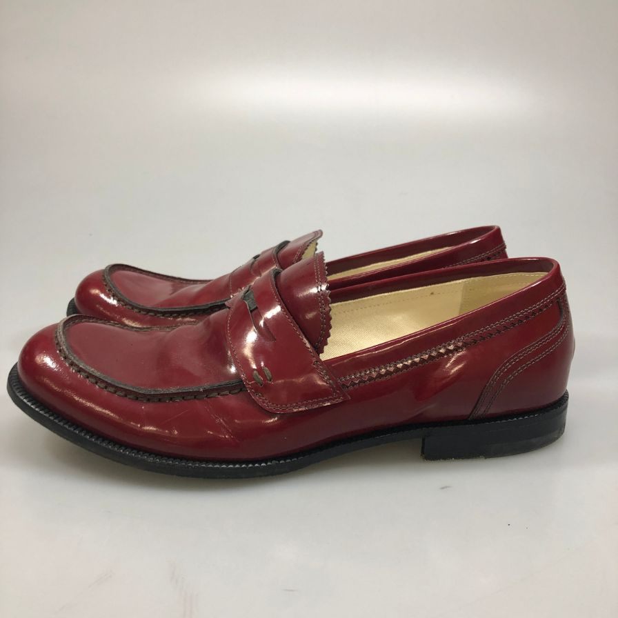 ボッテガヴェネタ エナメル コインローファー メンズ サイズ42.5 ボルドー BOTTEGA VENETA 約27.5cm【AFC46】