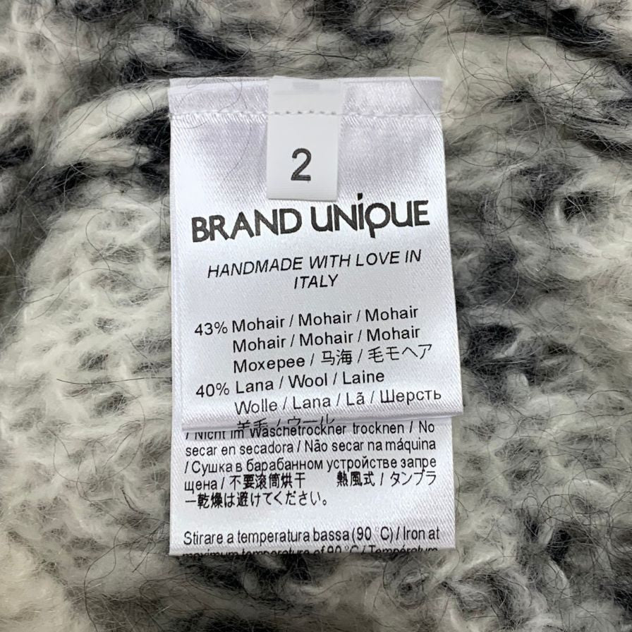 極美品◆ブランド ユニーク セーター モヘア混 襟元ビジューあしらい ハンドメイド イン イタリー レディース サイズ2 ホワイト系 BRAND UNIQUE 【AFB26】