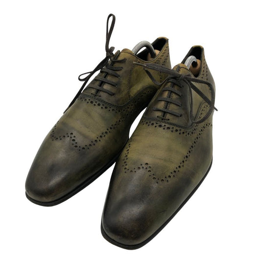 カンパニーレ レザーシューズ ウイングチップ フルブローグ グリーン サイズ6.5 Campanile 約25.0cm【PTM3】