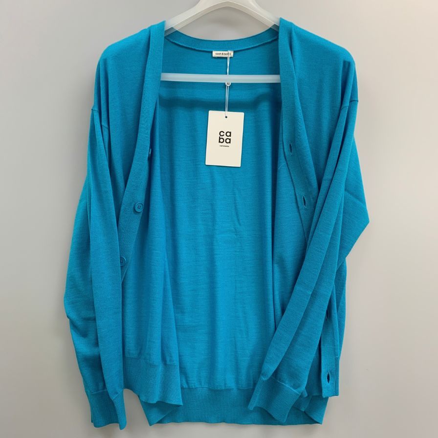未使用◆キャッシュ＆バルバ カーディガン ウーステッドカシミヤ 150 ライトブルー メンズ サイズ2 IMWSW002 Cash&Barba 【AFB27】