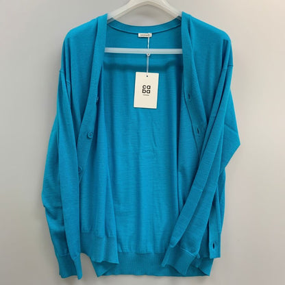 未使用◆キャッシュ＆バルバ カーディガン ウーステッドカシミヤ 150 ライトブルー メンズ サイズ2 IMWSW002 Cash&Barba 【AFB27】