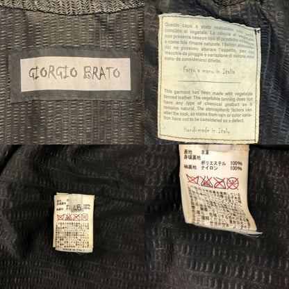 美品◆ジョルジオ ブラット ジャケット ラムレザー メッシュ メンズ サイズ46 ブラック GIORGIOBRATO 【AFF22】