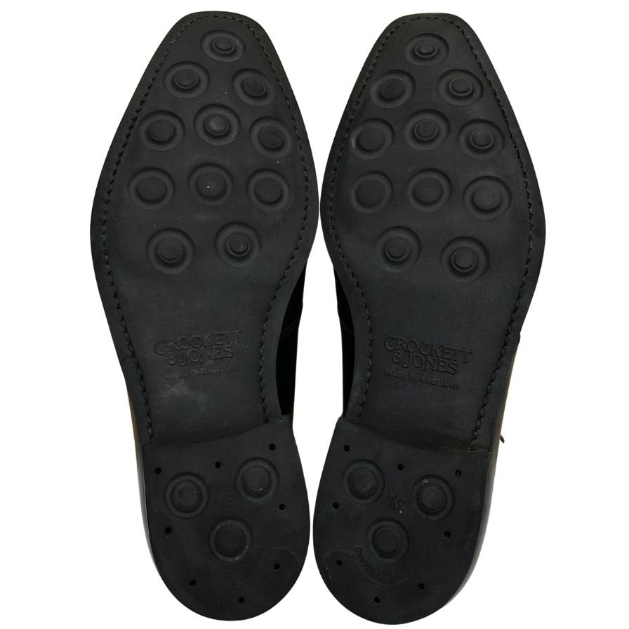 クロケット&ジョーンズ レザーシューズ ハイバリー プレーントゥ 3ホール 外羽根 ブラック メンズ サイズ7E Crockett & Jones HIGHBURY ビジネスシューズ 約25.5cm【LA】【中古】