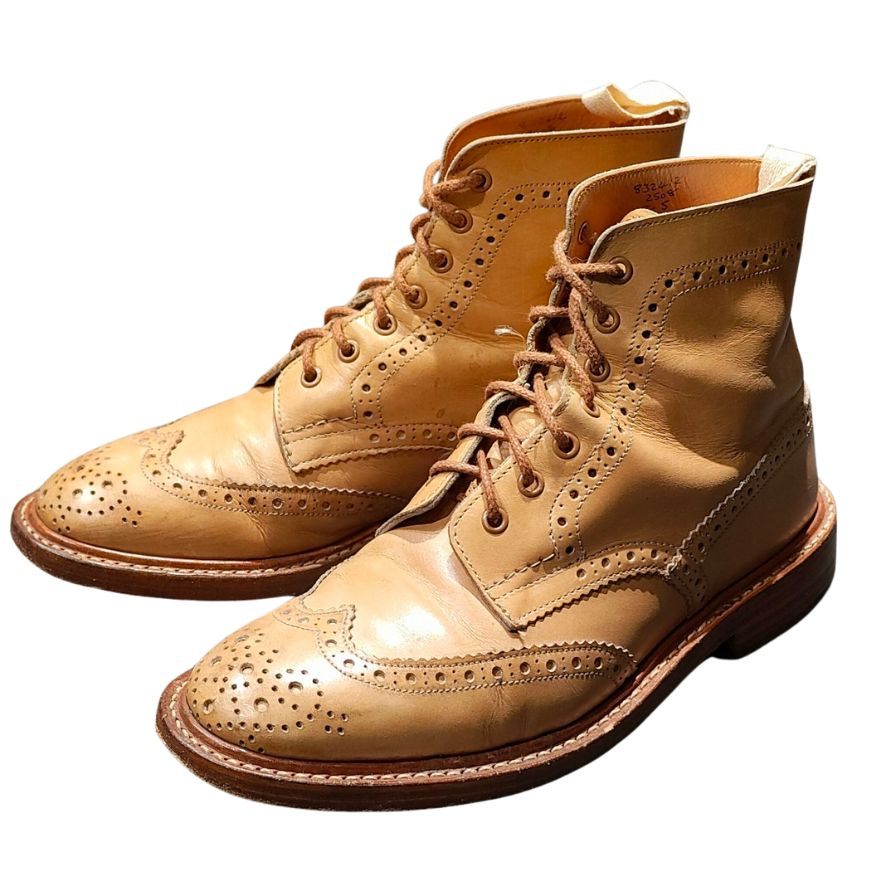 トリッカーズ レザーブーツ カントリーブーツ 2508 モールトン ベージュ メンズ サイズUK8 Tricker’s MALTON ブーツ 約26.5cm【LA】【中古】