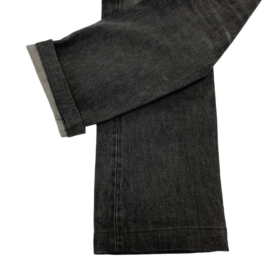 ダブルアールエル ラルフローレン デニムパンツ ストレート 革パッチ ボタンフライ グレー メンズ サイズ W29 L30 RRL RALPH LAUREN 【AFB39】