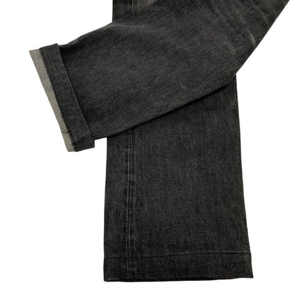 ダブルアールエル ラルフローレン デニムパンツ ストレート 革パッチ ボタンフライ グレー メンズ サイズ W29 L30 RRL RALPH LAUREN 【AFB39】