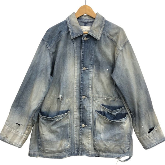極美品◆アンセルム  デニム カバーオール ジャケット ブルゾン ダメージ加工 25年モデル メンズ サイズ1 Ancellm 【AFB6】