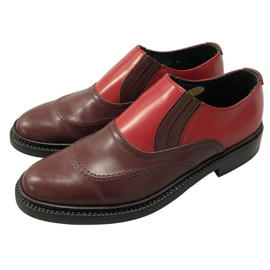エヴィス 山根靴店 レザーシューズ スリッポン  2021 サイズ8.5 メンズ レッド EVISU YAMANE SHOES 約26.5cm【AFC44】