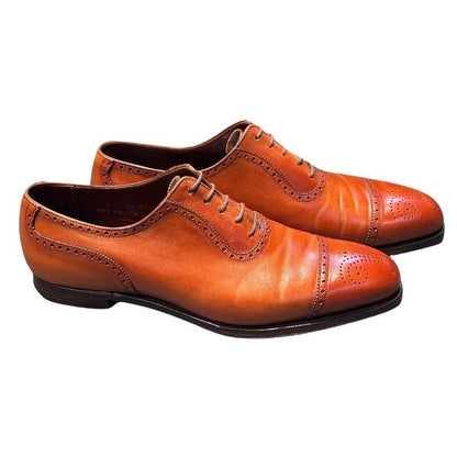 クロケット&ジョーンズ レザーシューズ アルビオン セミブローグ カーフ ブラウン サイズ7.5E メンズ Crockett&Jones ビジネスシューズ 約25.5cm【LA】【中古】