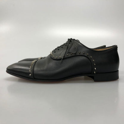 クリスチャン ルブタン レザーシューズ ストレートチップ 内羽根 スタッズ メンズ42.5 ブラック Christian Louboutin 約27.5cm【AFD9-2】