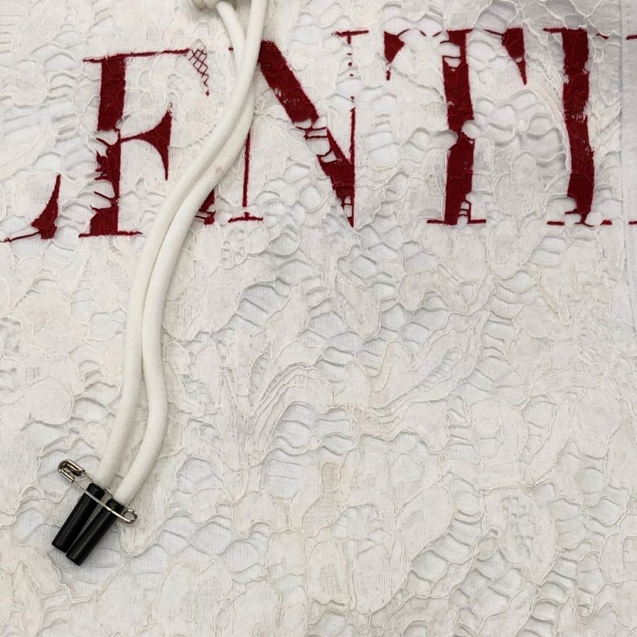 中古◆ヴァレンティノ パーカー レース 装飾 プリント 切替 WB3MF10S6FU ホワイト レディース サイズXS VALENTINO 【AFB2】