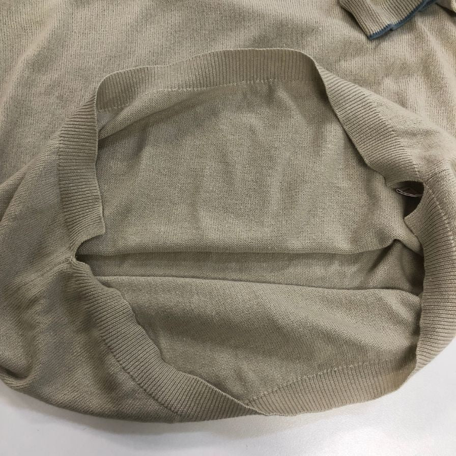 美品◆エルメネジルドゼニア ニットセーター シルク カシミヤ Vネック ベージュ系 サイズ50 メンズ Ermenegildo Zegna 【AFB41】