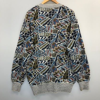美品◆ミッソーニ ウオモ カーディガン オールド 総柄 ブルー系 メンズ サイズ50 MISSONI UOMO 【AFB33】