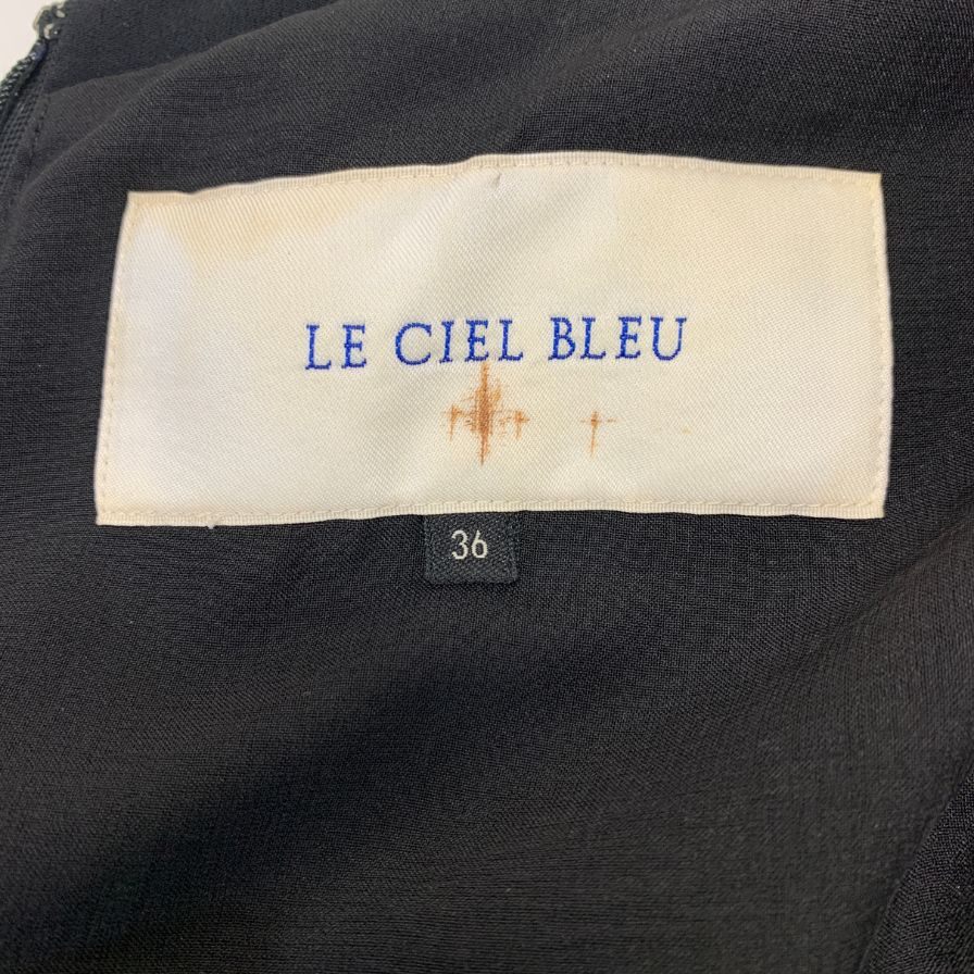 美品◆ル シェル ブルー 半袖ワンピース ブラック レディース サイズ36 LE CIEL BLEU 【AFB3】
