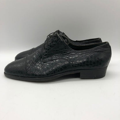 グッチ クロコ型押し プレーントゥ シューズ 1021 ブラック サイズ41 GUCCI 約26.0cm【AFC47】
