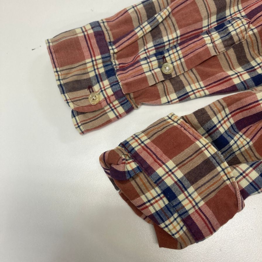 美品◆ラルフローレン ボタンダウンシャツ 90S チェック ブラウン系 メンズ サイズS Polo Ralph Lauren 【AFB9】