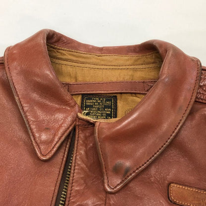 美品◆フラワーズマックローガン レザージャケット TYPE A-2 ワッペン メンズ ブラウン サイズ不明 FLOWERS McCOLGAN 【AFG1】