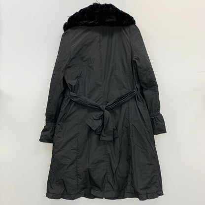 美品◆トゥービーシック コート フリル デザイン 中綿 ダウン 襟ファー  ブラック レディース サイズ42 TO BE CHIC 【AFF21】