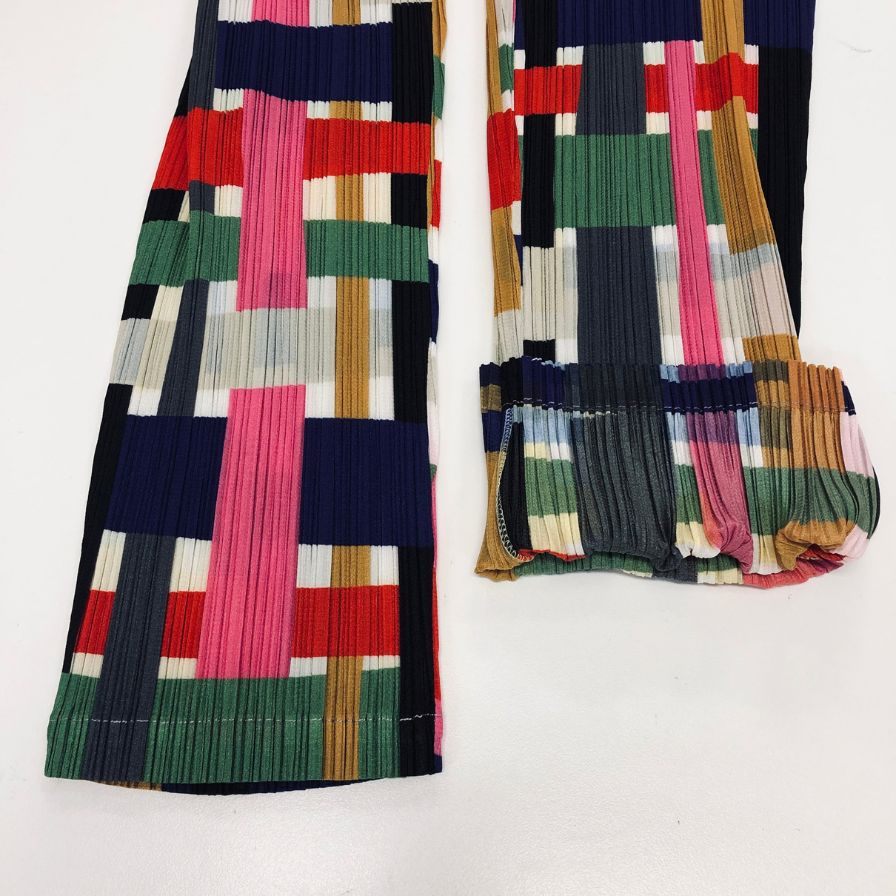プリーツプリーズ イッセイミヤケ  総柄 パンツ PP93-JF921 マルチ サイズ4  PLEATS PLEASE 【AFB12】