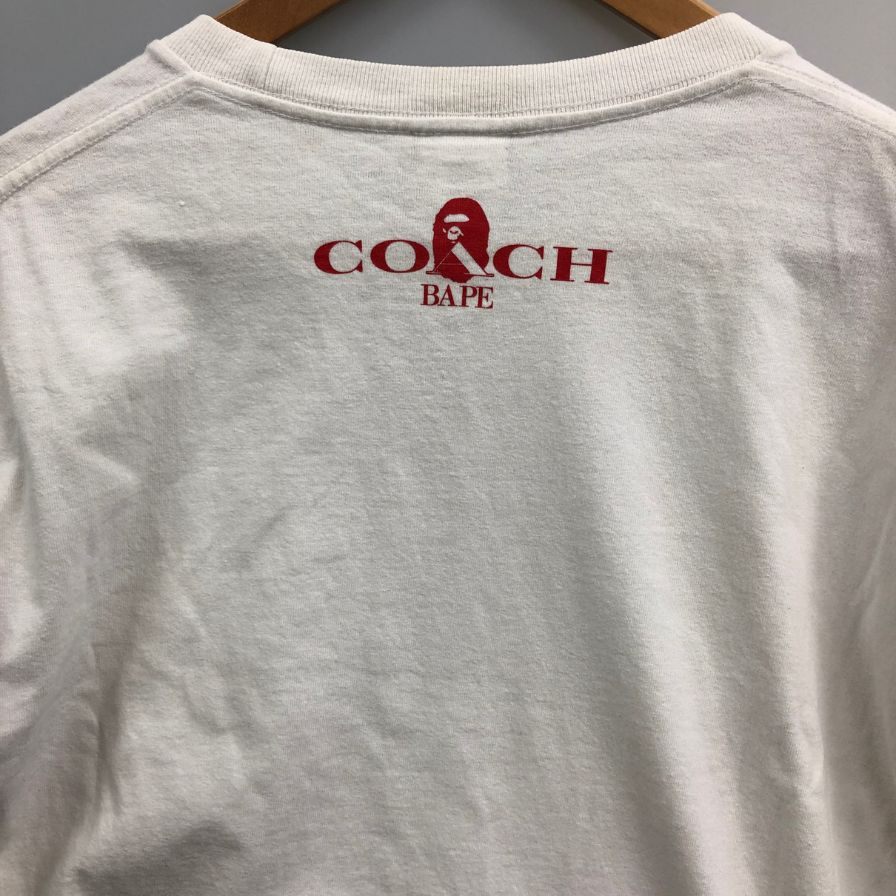 美品◆コーチ×アベイシングエイプ  半袖プリントTシャツ ホワイト サイズL メンズ COACH×A BATHING APE 【AFB46】
