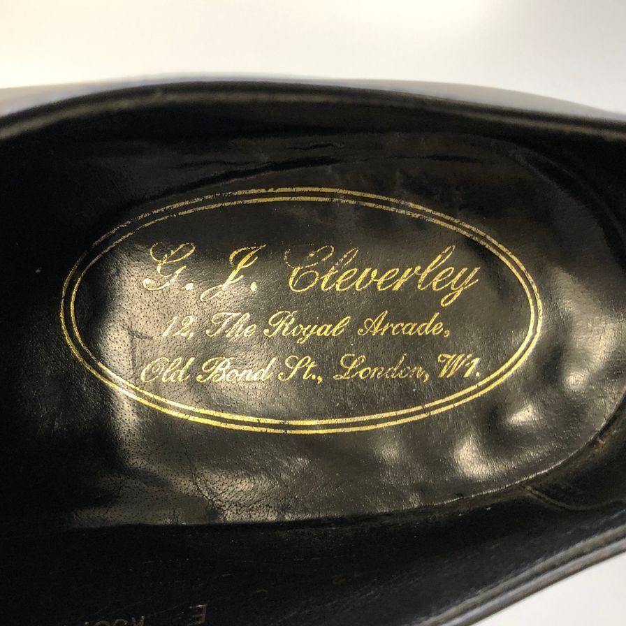 ジョージ クレバリー レザシューズ キャップトゥ 8401L-12 メンズ サイズ8E ブラック George Cleverley 約27.0cm【AFD9-2】