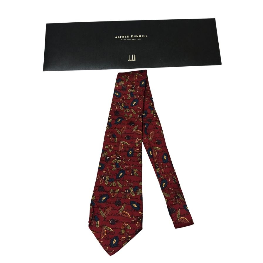 ダンヒル ネクタイ 総柄 レッド系  dunhill【AFI21】
