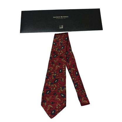 ダンヒル ネクタイ 総柄 レッド系  dunhill【AFI21】