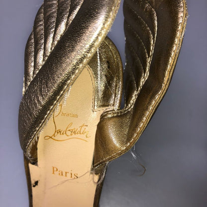 クリスチャンルブタン ヒールパンプス ハイヒール サンダル 羽 ゴールド系 サイズ37 レディース Christian Louboutin 約24.0cm【AFC29】