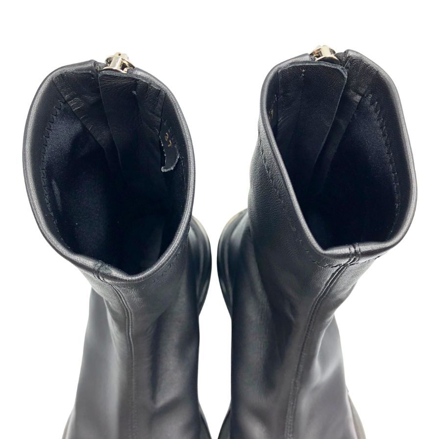 ジバンシー ジップ ブーツ バックジップ ゴム底 レディース サイズ37 ブラック GIVENCHY 約23.5cm【AFC1】