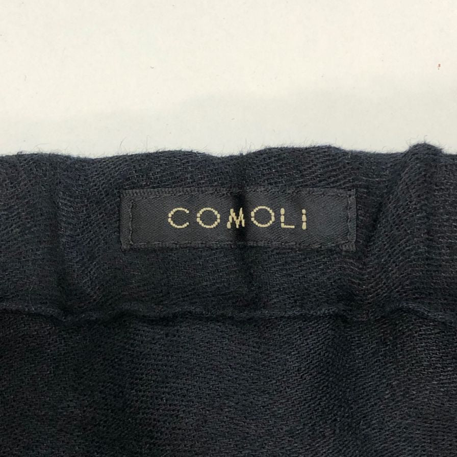 コモリ 25SS リネン サテン ドローストリングパンツ ブラック メンズ サイズ2 B01-03019 COMOLI 【AFB39】