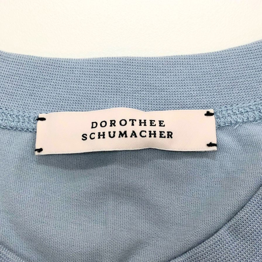 美品◆ドロシーシューマッハ ノースリーブカットソー プリント コットン タンクトップ ライトブルー レディース サイズ3 DOROTHEE SCHUMACHER 【AFB18】