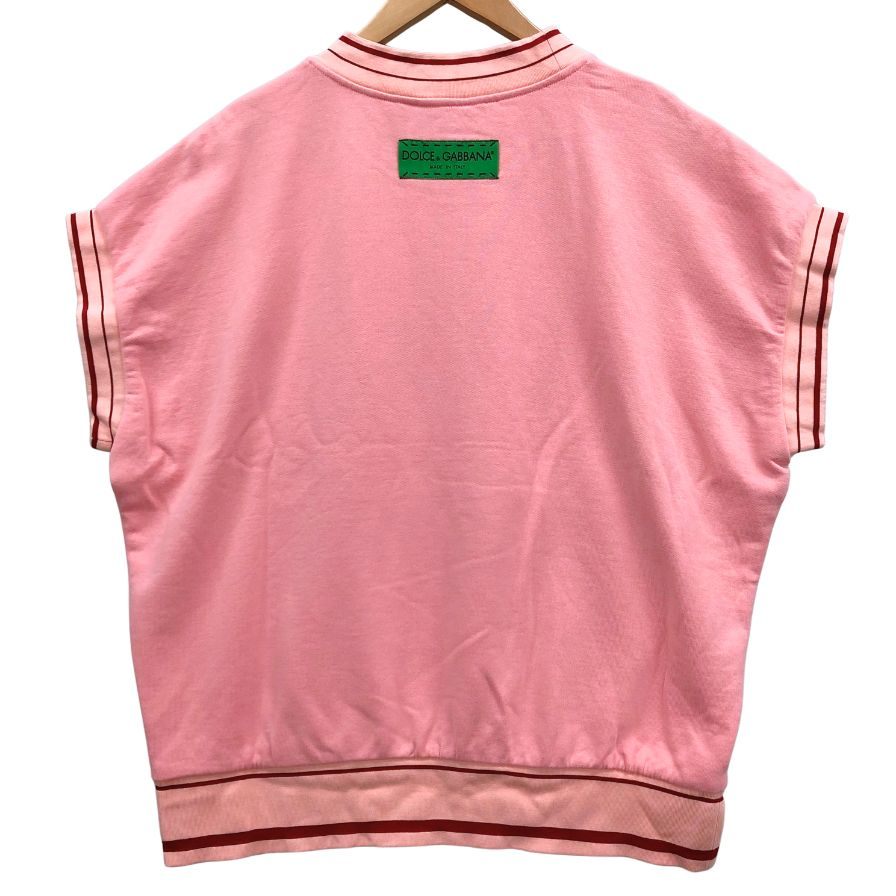 極美品◆ドルチェ&ガッバーナ ノースリーブスウェット プリント ピンク レディース サイズ42 DOLCE & GABBANA 【AFB39】