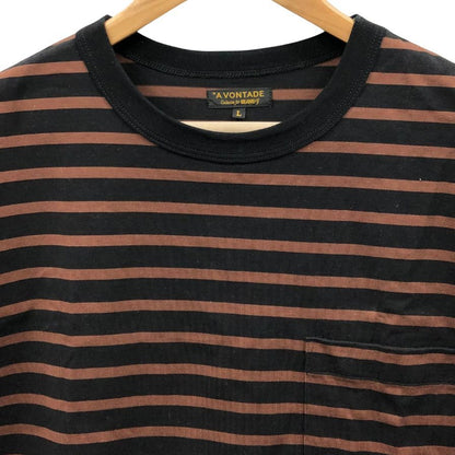 アボンタージ ビームスF 別注 Tシャツ ボーダー ポケット ブラウン ブラック メンズ サイズL A VONTADE BEAMS F【LA】