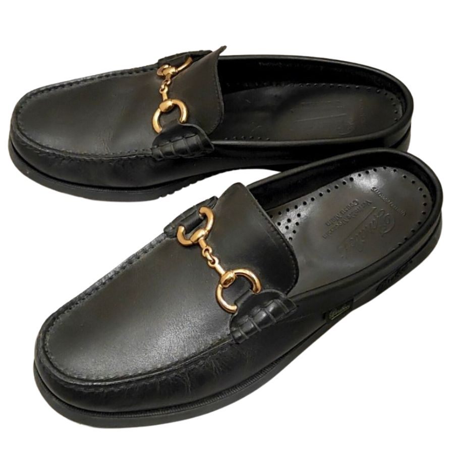 パラブーツ スリッポン バハマ MORS ホースビット カーフ ブラック サイズUK7 Paraboot スリッポン 約25.5cm【LA】【中古】