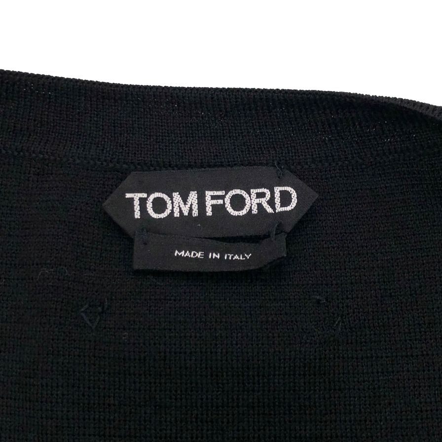 中古◆トムフォード ワンピース フロントハーフジップ ウエスト紐あしらい ウール100% レディース サイズM ブラック TOMFORD 【AFB46】