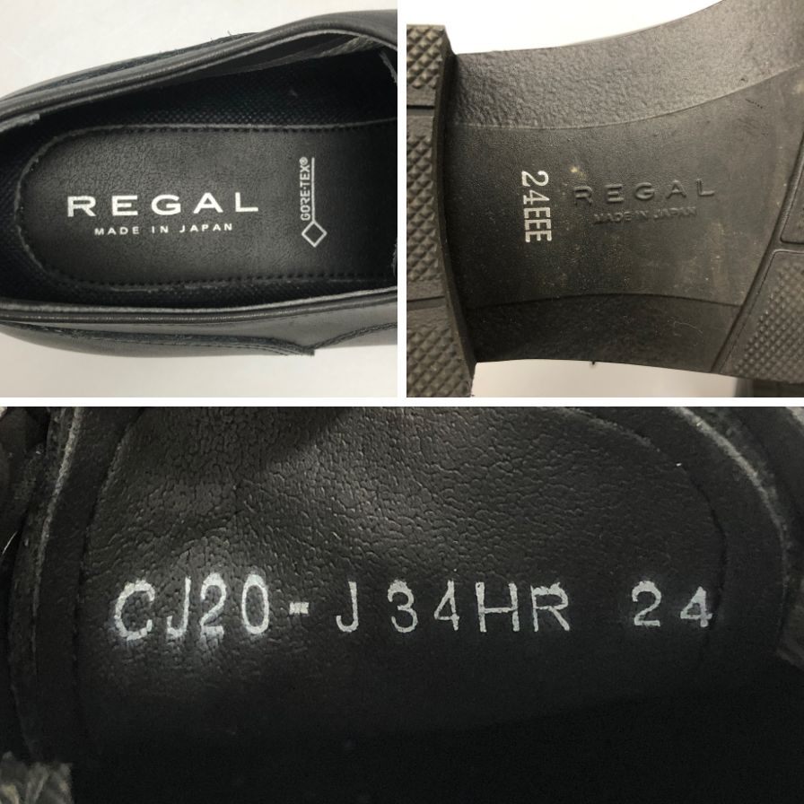 リーガル レザーシューズ プレーントゥ ゴアテックス CJ20-J 34HR メンズ サイズ24EEE ブラック REGAL GORE-TEX 約24.0cm【AFC31】