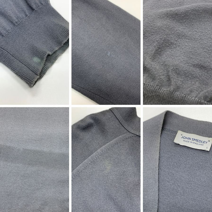 中古◆ジョンスメドレー ニットカーディガン グレー メンズ サイズL JOHN SMEDLEY 【AFB26】