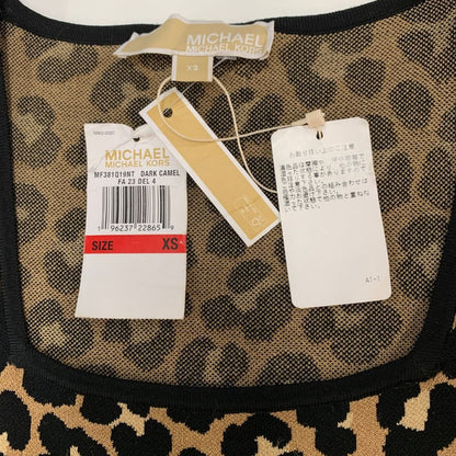 新品同様◆マイケルコース ワンピース ノースリーブ ドレス レオパード柄 レディース サイズXS 総柄 MICHAEL KORS 【AFB16】
